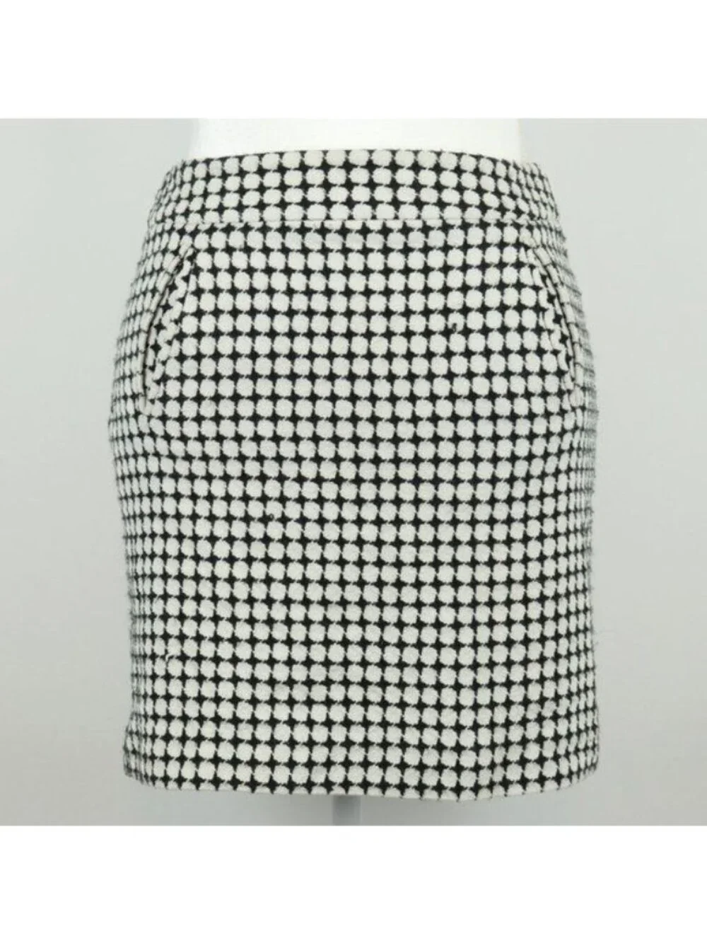 Ann Taylor LOFT Women's Size 2 Petite Black & White Polka Dot Mini Pencil Skirt